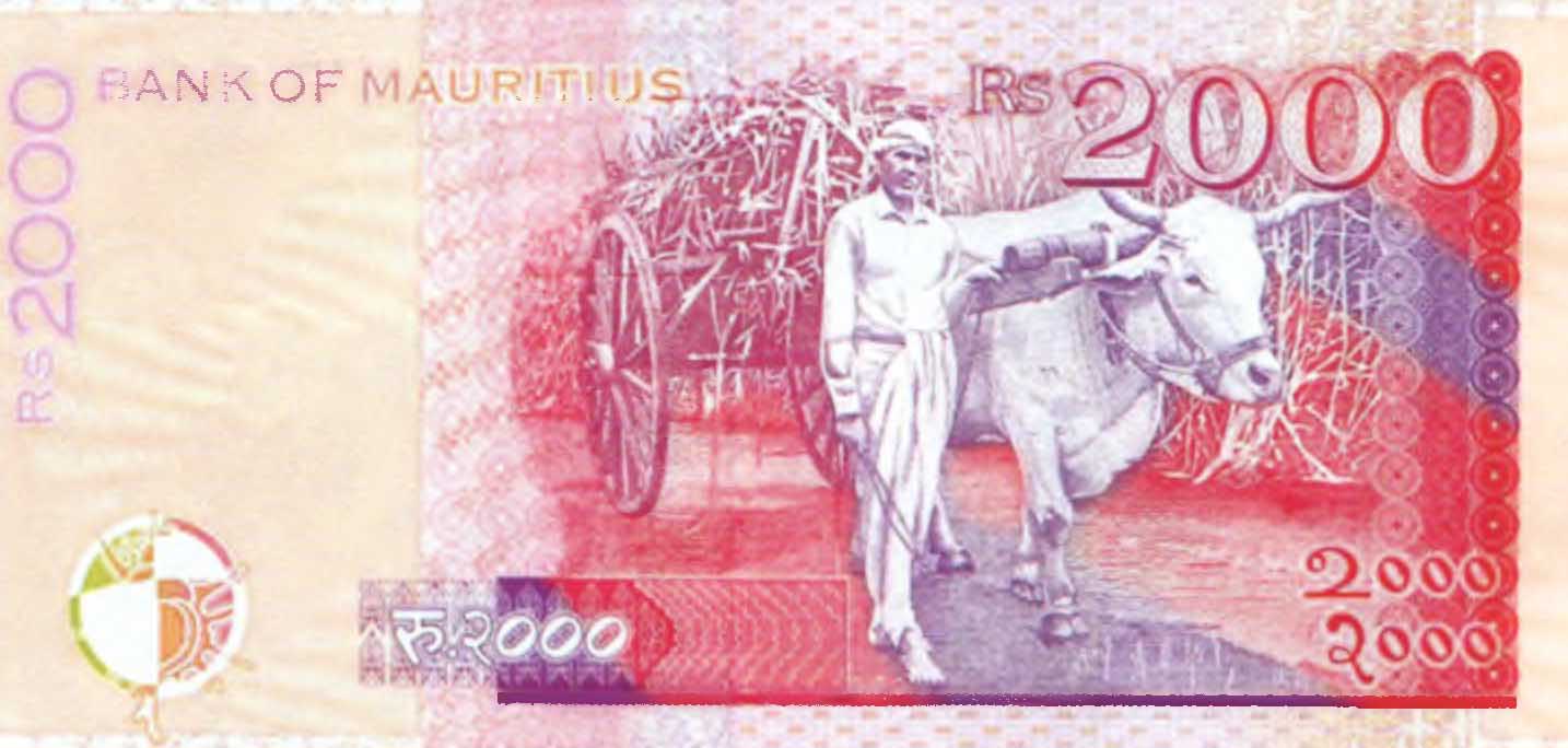 2000 рупий 1999 г. Маврикий.