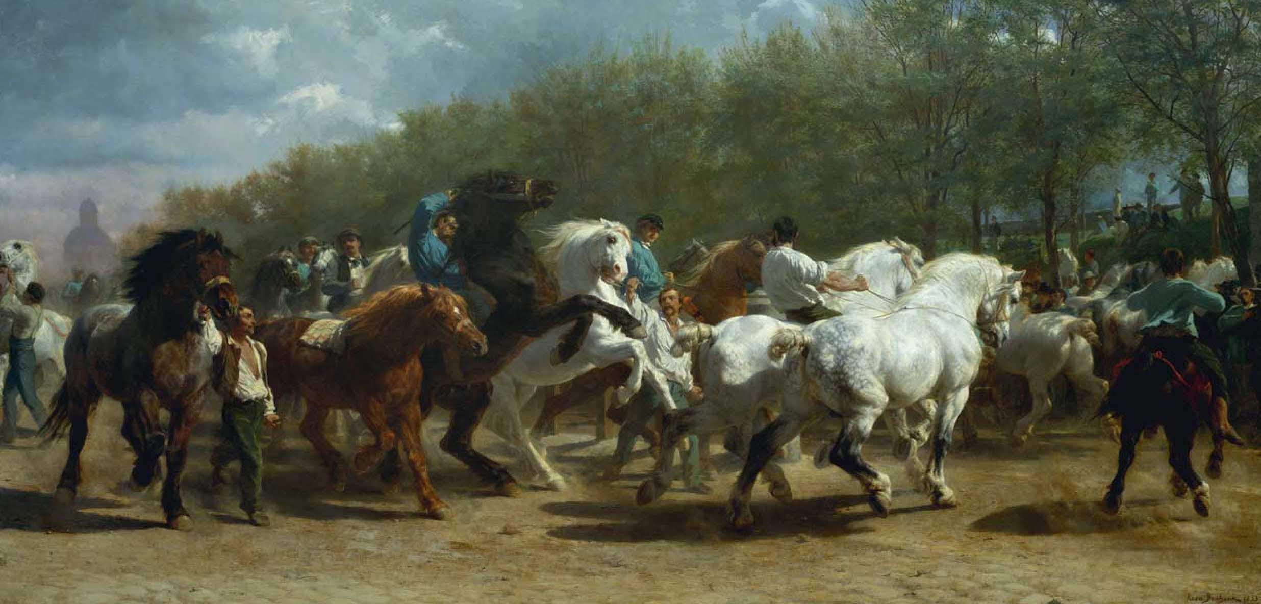 Ярмарка лошадей. Р. Бонхер. 1852 год. Музей Метрополитен, Нью-Йорк (США).